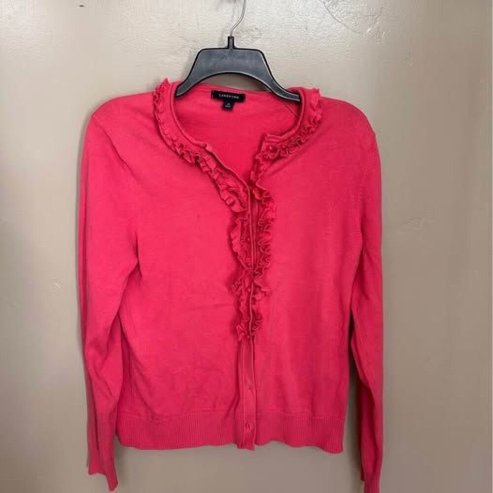Land’s End Pink Cardigan Sweater Jacket Size S